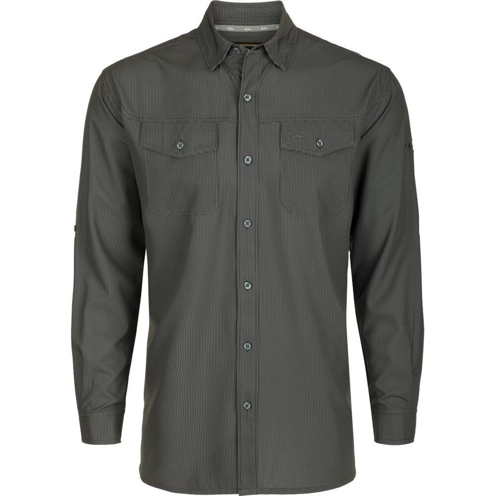 Drake Clothing Men’s Gingham Check Shirt 2XL Long Sleeve Outdoor Button Up Gray